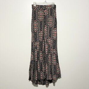 Flynn Skye Womens Floral Maxi Skirt Sz M Dark Cottagecore Herbalist Button Front